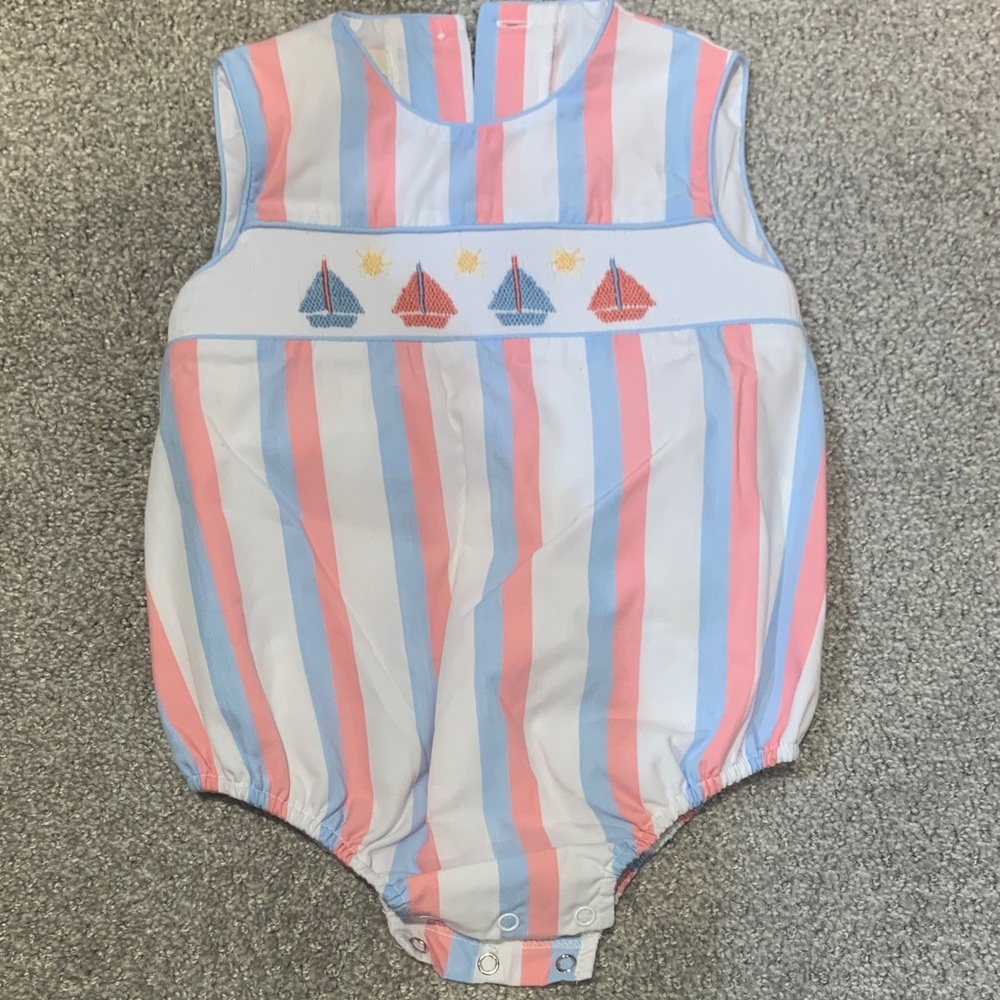 The Beaufort Bonnet Company Pink and Blue Baby Romper